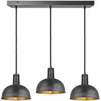 Sleek Dome 3 Wire Cluster Lights, 8 inch, Pewter & Brass, Pewter holder