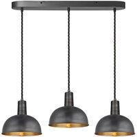 Sleek Dome 3 Wire Oval Cluster Lights, 8 inch, Pewter & Brass, Pewter holder
