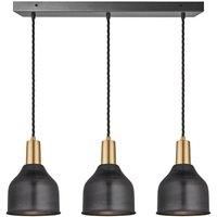 Sleek Cone 3 Wire Cluster Lights, 7 inch, Pewter, Brass holder