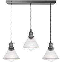 Brooklyn Glass Funnel 3 Wire Cluster Lights, 7 inch, Pewter holder