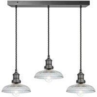 Brooklyn Glass Dome 3 Wire Cluster Lights, 8 inch, Pewter holder