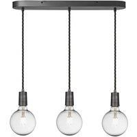 Sleek Edison Oval Cluster Lights, 3 Wire, Pewter