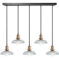 Brooklyn Glass Dome 5 Wire Cluster Lights, 8 inch, Brass holder