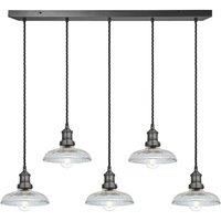 Brooklyn Glass Dome 5 Wire Cluster Lights, 8 inch, Pewter holder