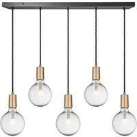 Sleek Edison Cluster Lights, 5 Wire, Brass