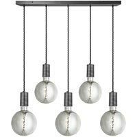 Sleek Large Edison Cluster Lights, 5 Wire - Pewter