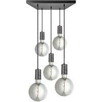Sleek Large Edison Square Cluster Lights, 5 Wire - Pewter