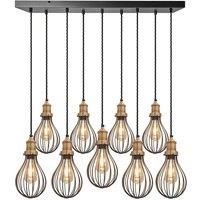 Brooklyn Balloon Cage 9 Wire Cluster Lights, 6 inch, Pewter, Brass holder