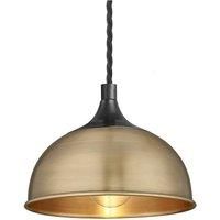 Chelsea Dome Pendant, 8 Inch, Brass, Pewter Holder