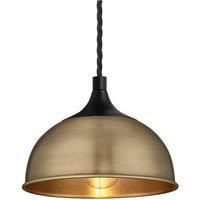 Chelsea Dome Pendant, 8 Inch, Brass, Black Holder