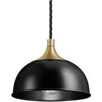 Chelsea Dome Pendant, 8 Inch, Black, Brass Holder