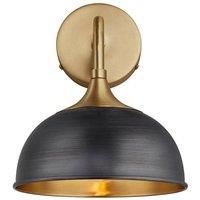 Chelsea Dome Wall Light, 8 Inch, Pewter & Brass, Brass Holder