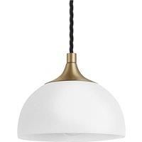 Chelsea Opal Glass Dome Pendant Light, 8 Inch, White, Brass Holder