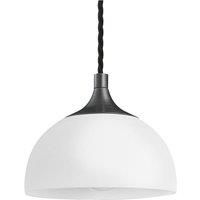 Chelsea Opal Glass Dome Pendant Light, 8 Inch, White, Pewter Holder