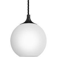 Chelsea Opal Glass Globe Pendant Light, 9 Inch, White, Black Holder