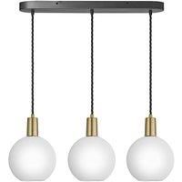 Sleek Opal Glass Globe 3 Wire Oval Cluster Lights, 7 inch, White, Brass holder