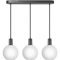 Sleek Opal Glass Globe 3 Wire Oval Cluster Lights, 7 inch, White, Pewter holder