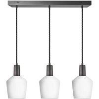Sleek Opal Glass Schoolhouse 3 Wire Cluster Lights, 5.5 inch, White, Pewter holder