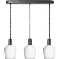 Sleek Opal Glass Schoolhouse 3 Wire Oval Cluster Lights, 5.5 inch, White, Pewter holder