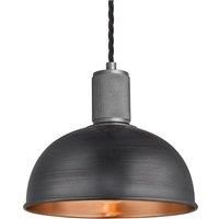 Knurled Dome Pendant Light, 8 Inch, Pewter & Copper, Pewter Holder