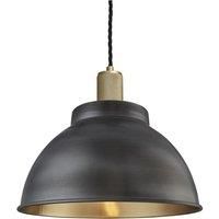 Knurled Dome Pendant, 13 Inch, Pewter & Brass, Brass Holder