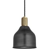 Knurled Cone Pendant Light, 7 Inch, Pewter, Brass Holder