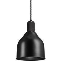 Knurled Cone Pendant Light, 7 Inch, Black, Black Holder