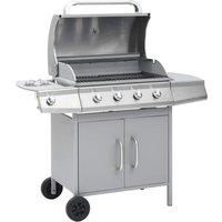 Gas Barbecue Grill 4+1 Cooking Zone Silver Stainless Steel
