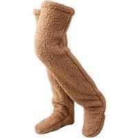 Fluffy Thigh High Leg Warmer Socks In 5 Colours - Blue