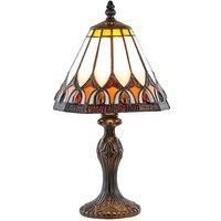 Haysoms Art Deco Tiffany Table Lamp with Amber Shade, Orange