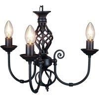 Matt Black 3 Arm Pendant Light with Twist Knot Design by Happy Homewares