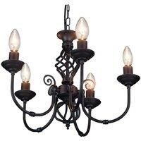 Matt Black 5 Arm Pendant Light with Twist Knot Design by Happy Homewares