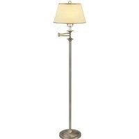 Traditional Antique Brass Swing Arm Floor Lamp with Cream Shade by Happy Home...