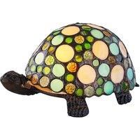 Happy Homewares Uniquely Handmade Green and Amber Pebble Glass Tortoise Tiffany Lamp with Antique Bronze Resin Base by Happy Homewares