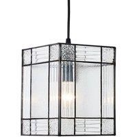 Clear Glass Tiffany Easy Fit Pendant Shade with Square and Rectangular Panels...