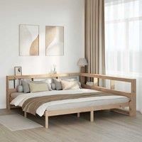 Bookcase Bed without Mattress 200x200 cm Solid Wood Pine