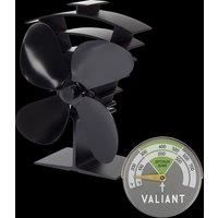 Valiant Premium IV Stove Fan and Magnetic Green Thermometer Twin Pack , Black