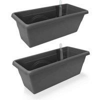 2pc x 400mm - Self-watering balcony planters - W39 D21 H17cm, 7.8L - Anthracite