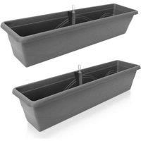 2pc x 800mm - Self-watering balcony planters - W78 D21 H17cm, 16.8L - Anthracite