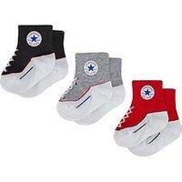 Converse Newborn Unisex Replica Socks 3 Pack - Black/Grey/Red