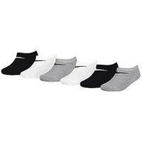 Nike Kids Unisex Basic No Show Socks 6 Pack - White/Grey/Black