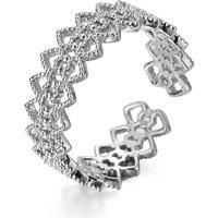 Adjustable Linked Hearts Ring - Suitable For Sizes K-T - Silver