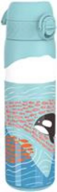 Ion8 Leak Proof Slim Water Bottle, Stainless Steel, Big Whale, 600ml (20oz)