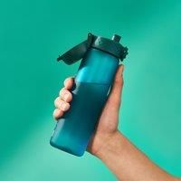 Ion8 Water Bottle, 500ml, Leak Proof, One-Finger Open, Dishwasher Safe, BPA Free, Flip Cover, Carry Handle, Spill-free On-The-Go, Easy Clean Carbon Neutral Recyclon, Aqua Blue