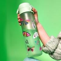 Ion8 Water Bottle, 500 ml/18 oz, Leak Proof, Easy to Open, Secure Lock, Dishwasher Safe, BPA Free, Hygienic Flip Cover, Carry Handle, Easy Clean, Odour Free, Carbon Neutral, Wild Butterfly