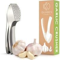 Oliver's Kitchen Premium Garlic Press - Super Easy to Use & Clean - Crush Garlic & Ginger Effortlessly (No Need to Peel) - Built for Life - Mega Strong & Durable - Slick, Stylish Design