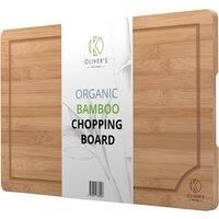 Oliver's Kitchen's Premium 100% Organic Bamboo Chopping Board - Extra Large Size Wooden Cutting Board - Strong, Durable & Hard Wearing - Easy to Clean with Drip Groove