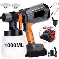 2 Battery Cordless Paint Sprayer Fence Wall Airless 21V HVLP Spray Gun Charger
