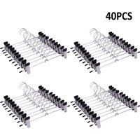40PCS Strong Metal Clips Hangers Chrome Clothes Coat Trouser Skirt Rack