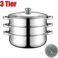 NEW Cooker Steamer Pan Cook Food Veg Pot Stainless Steel